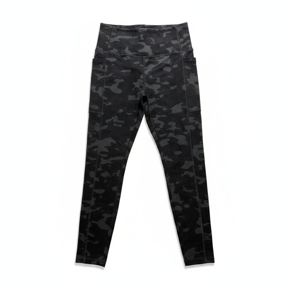Danskin Womens S Black Camo High Rise Leggings Side Pockets Athleisure Casual